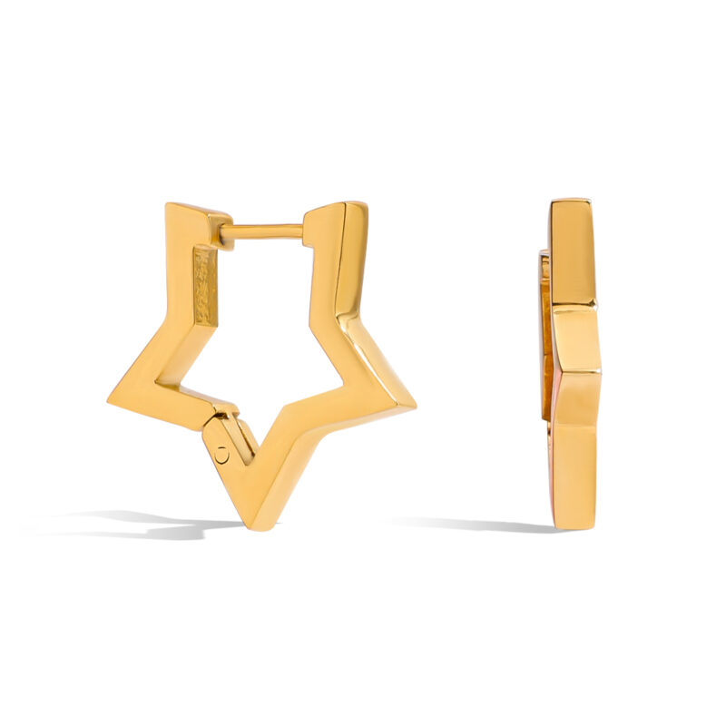 Classic Gold Hollow Polished Star Earrings