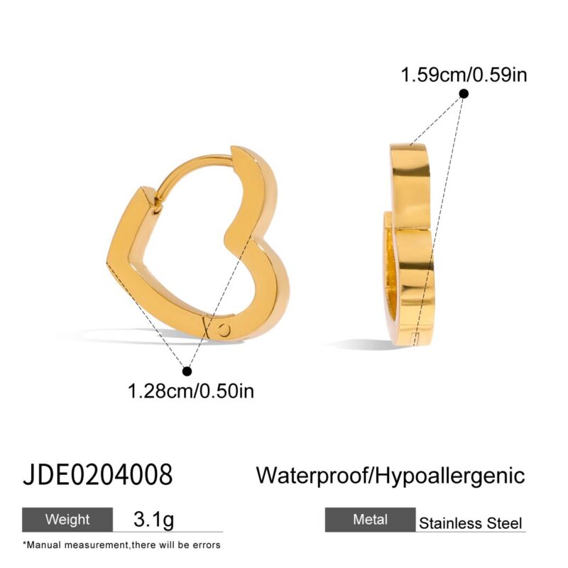 Classic Gold Hollow Polished Heart Earrings - Image 5