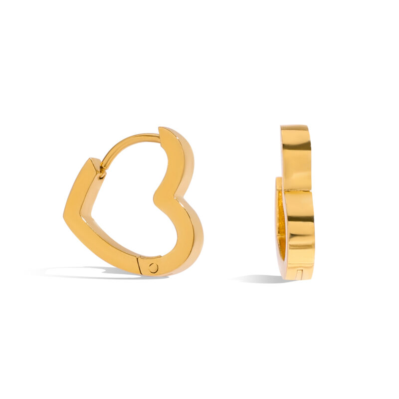 Classic Gold Hollow Polished Heart Earrings
