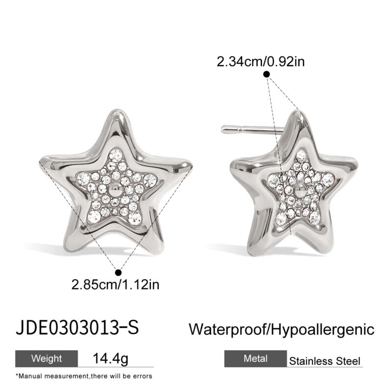 Unique White Gold Rhinestone Star Meteor Earrings - Image 5