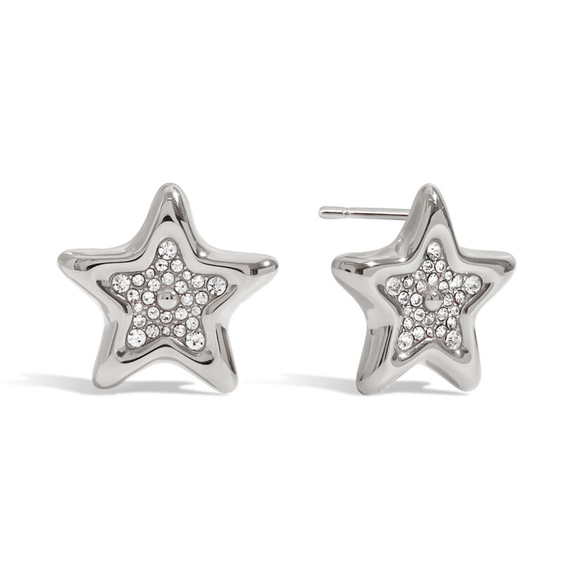 Unique White Gold Rhinestone Star Meteor Earrings