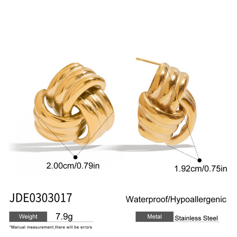 Triple Twisted Gold Rope Earrings - Image 4