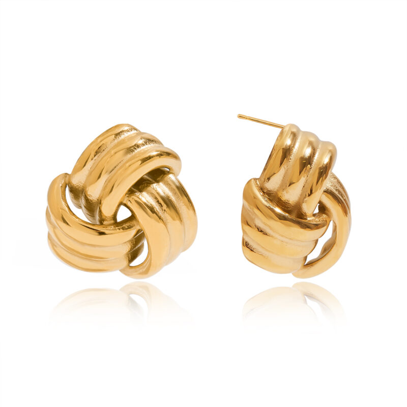 Triple Twisted Gold Rope Earrings