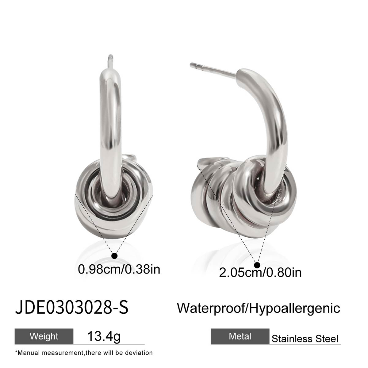 Steel Color Multi Hoop C Shape Hollow Earrings - Image 5