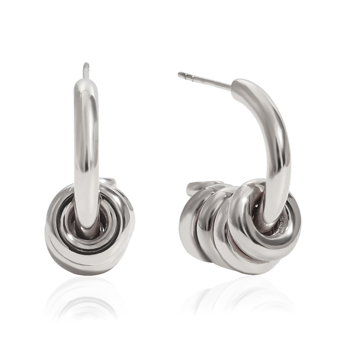 Steel Color Multi Hoop C Shape Hollow Earrings