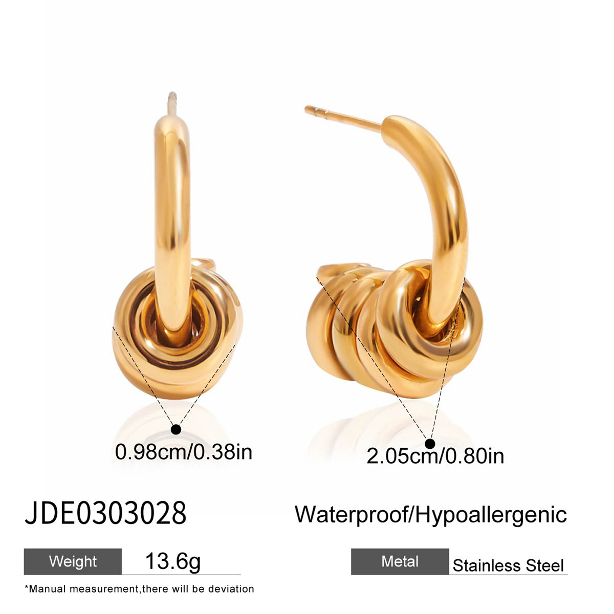 Gold Multi Hoop C Shape Hollow Earrings - Image 6
