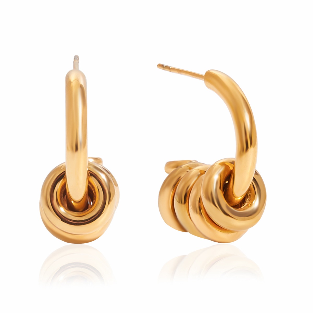 Gold Multi Hoop C Shape Hollow Earrings