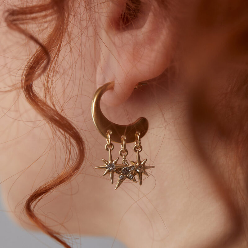 Gold Hoop Earrings with Clicker Clasp - Image 2