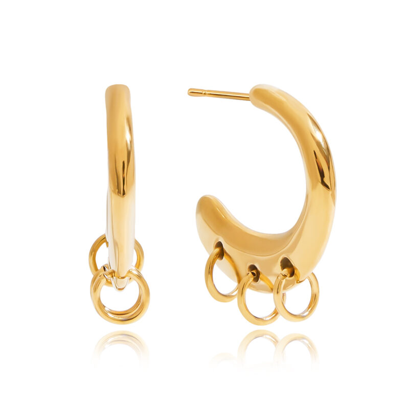 Gold Hoop Earrings with Clicker Clasp