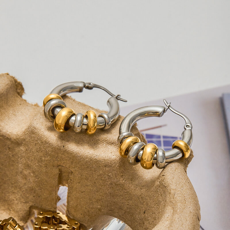 Two Tone Gold Silver Adjustable Multi Hoop Ear Cuffs - Image 4
