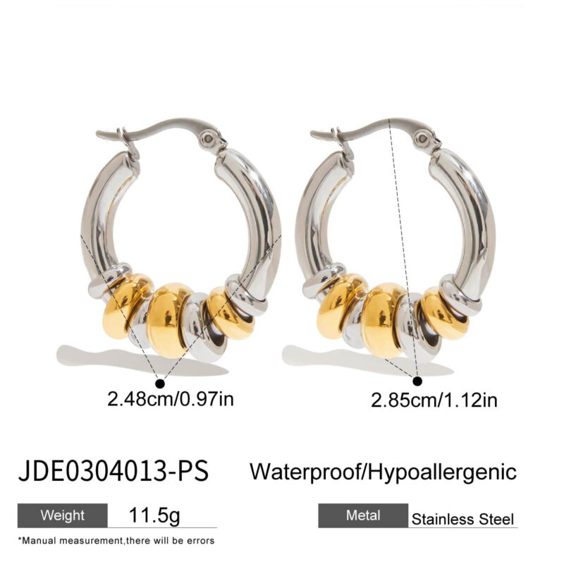 Two Tone Gold Silver Adjustable Multi Hoop Ear Cuffs - Image 6
