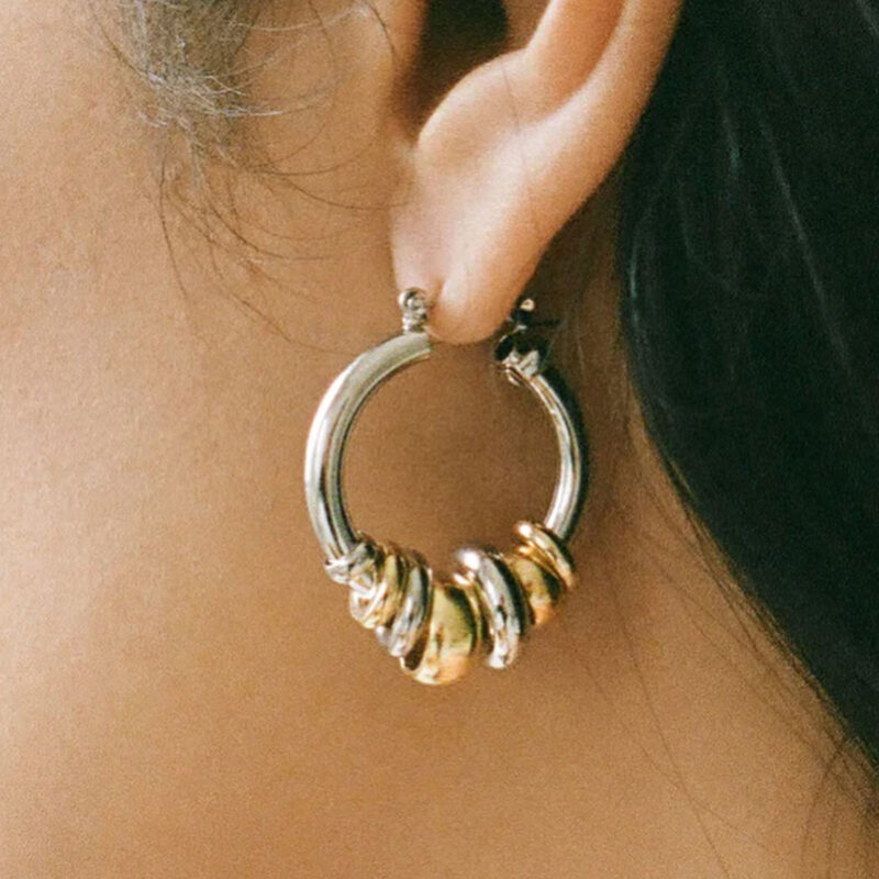 Two Tone Gold Silver Adjustable Multi Hoop Ear Cuffs - Image 2