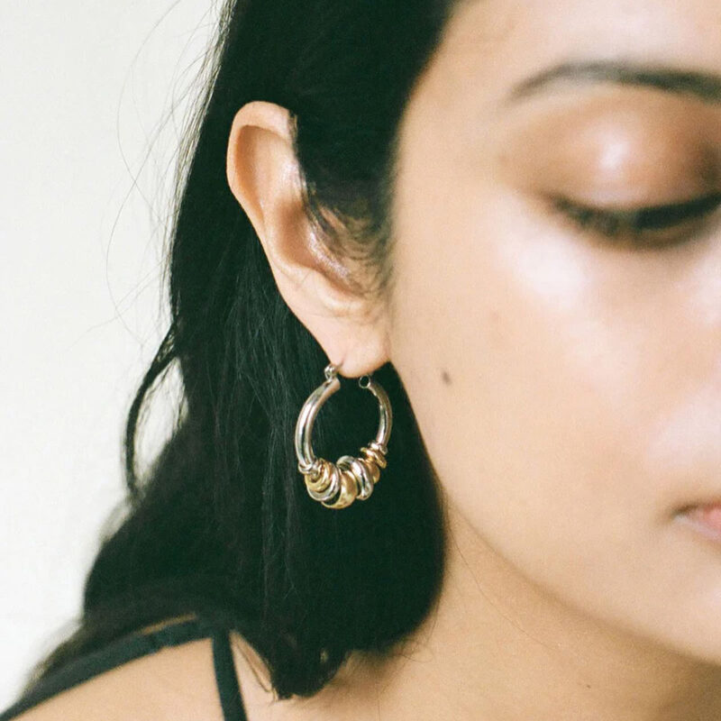 Two Tone Gold Silver Adjustable Multi Hoop Ear Cuffs - Image 3