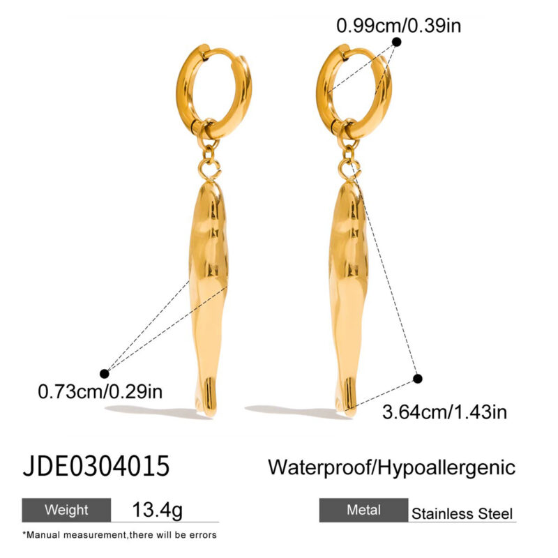 Gold Large Fish Pendant Earrings - Image 4