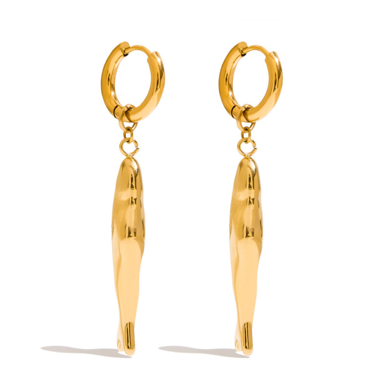 Gold Large Fish Pendant Earrings