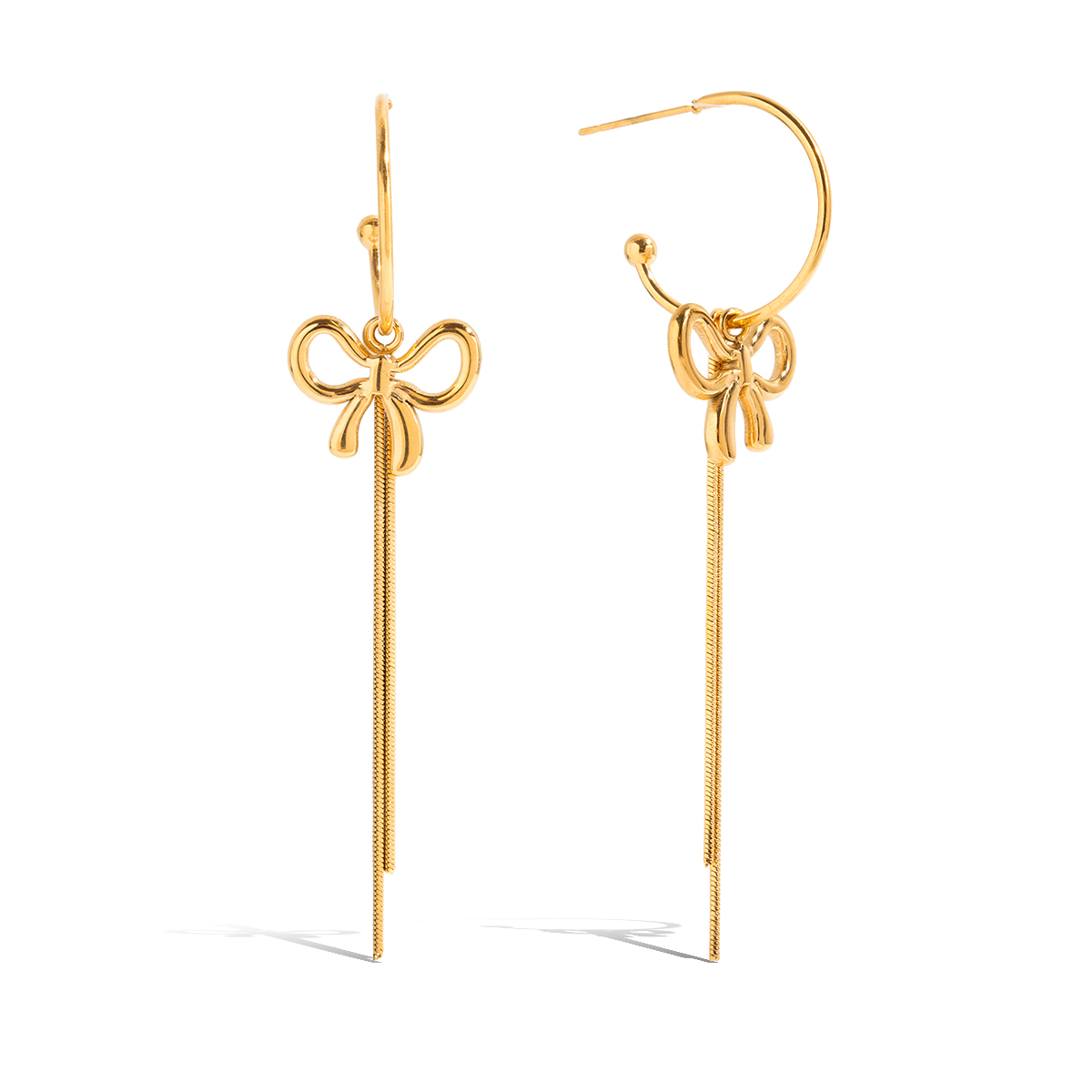 Bow Tassel Hoop Earrings Boho Gold Jewelry