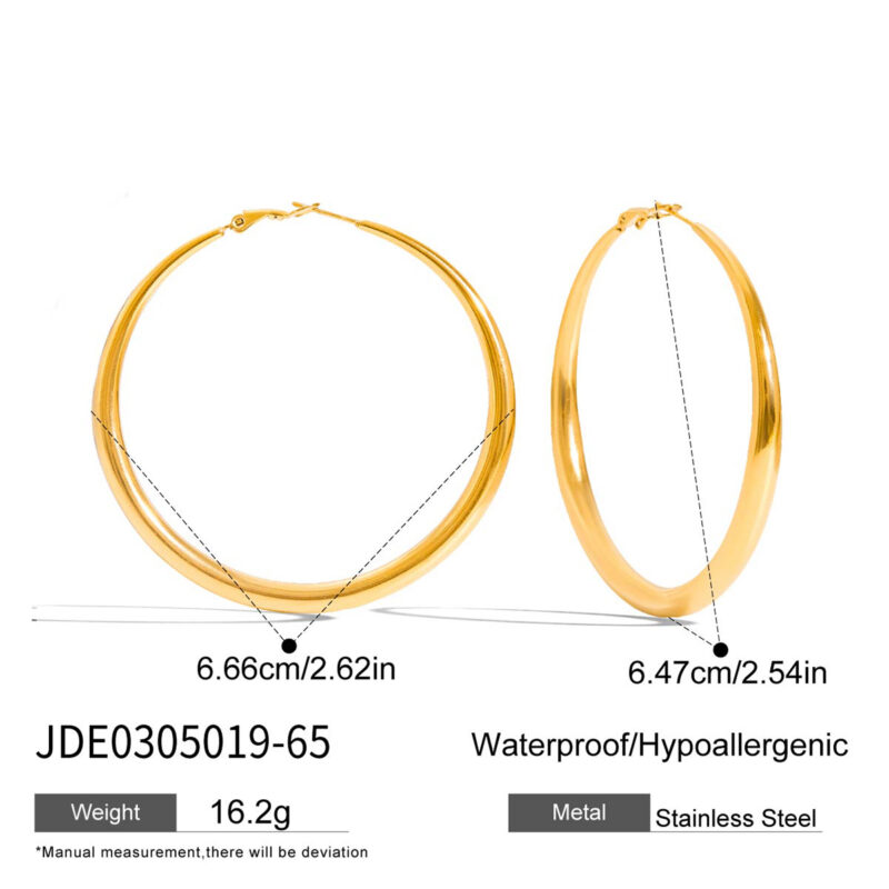 14K Gold Hollow Polished Hoop Earrings - Image 6