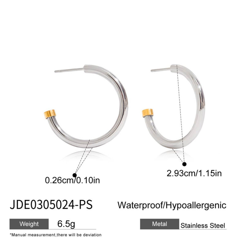Minimalist Gold Silver C Shape Earrings - Image 6