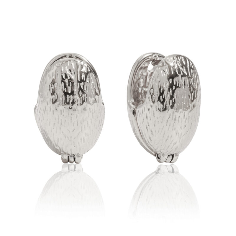 Steel Color Hammered Oval Earrings