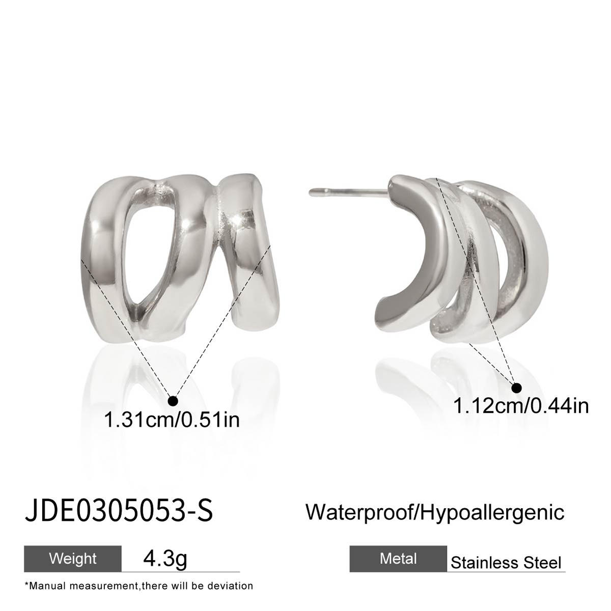 Steel Color Triple Layer Hollow Earrings - Image 5
