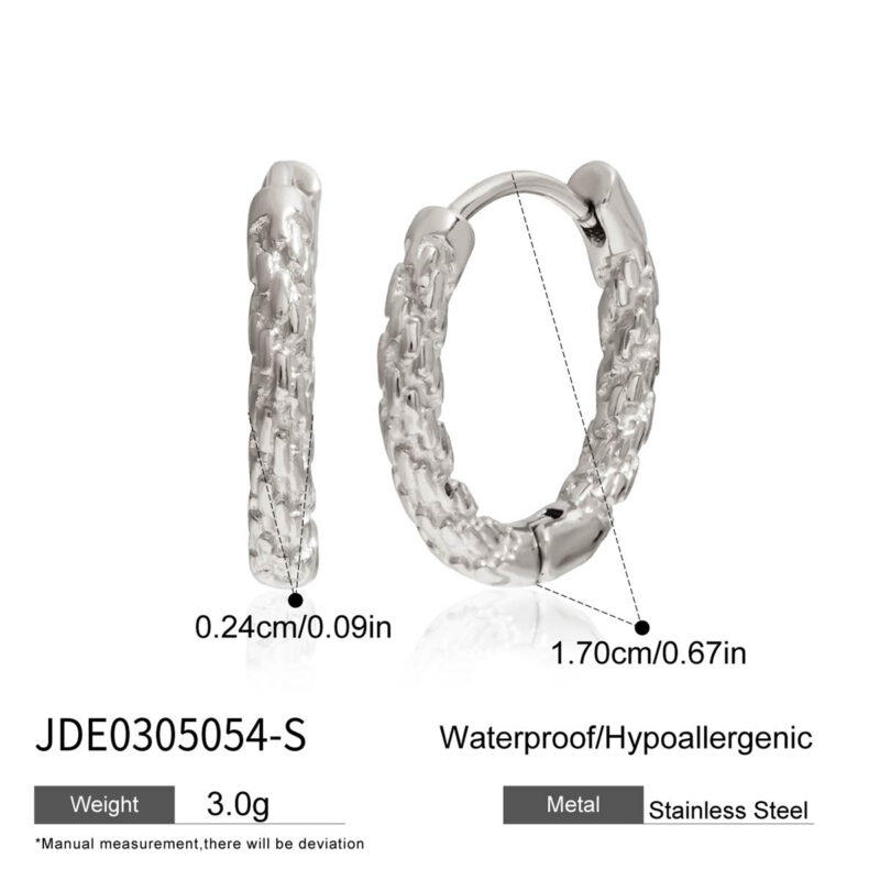 Steel Color Hammered Texture Earrings - Image 5
