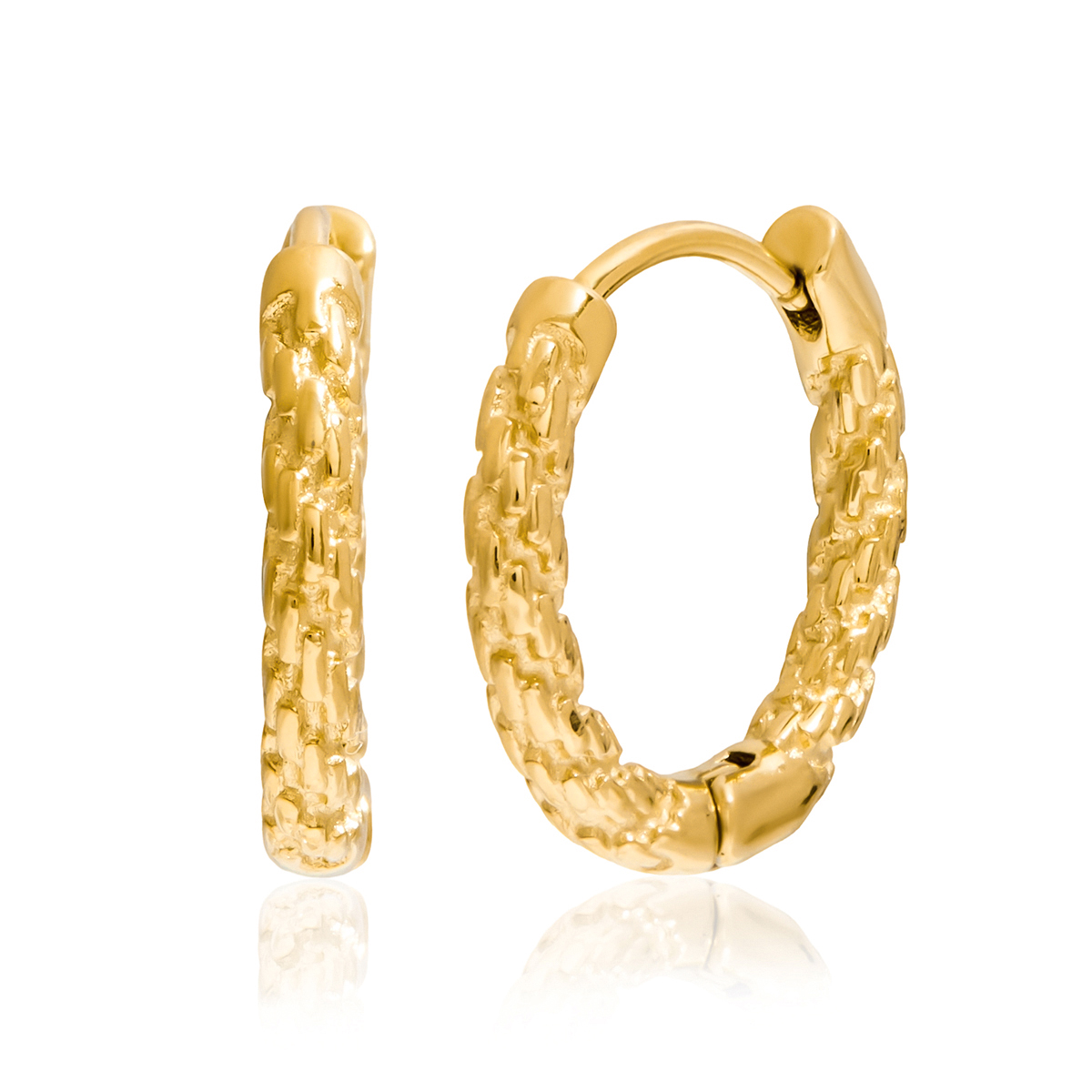 14K Gold Hammered Texture Earrings