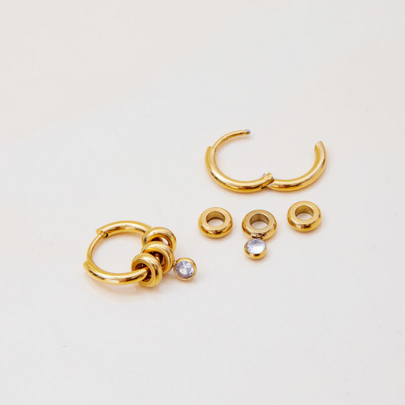 Zircon Drop Hoop Earrings Minimalist Gold Style - Image 4