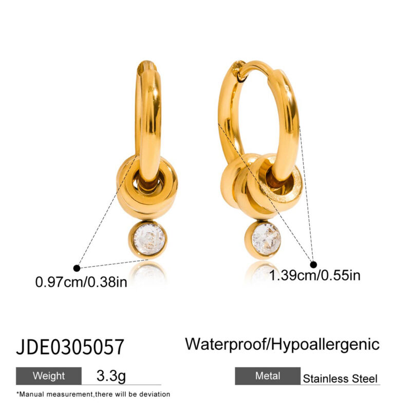 Zircon Drop Hoop Earrings Minimalist Gold Style - Image 5