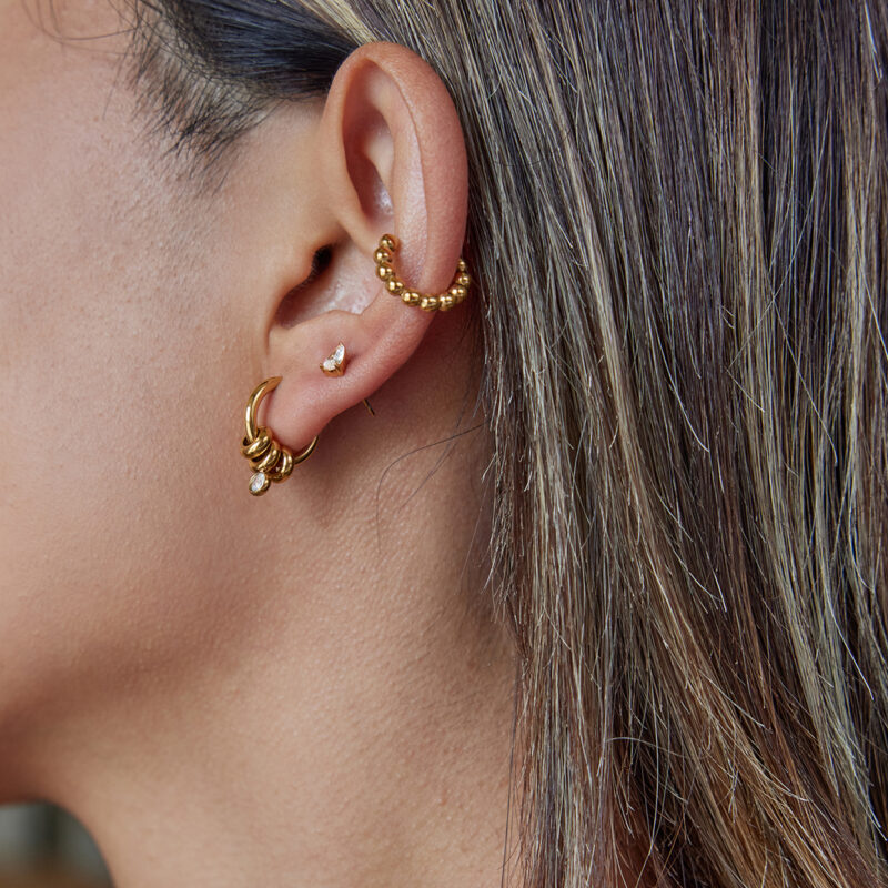 Zircon Drop Hoop Earrings Minimalist Gold Style - Image 3