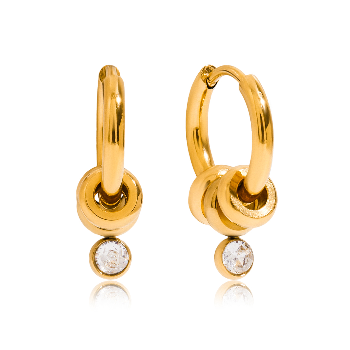 Zircon Drop Hoop Earrings Minimalist Gold Style