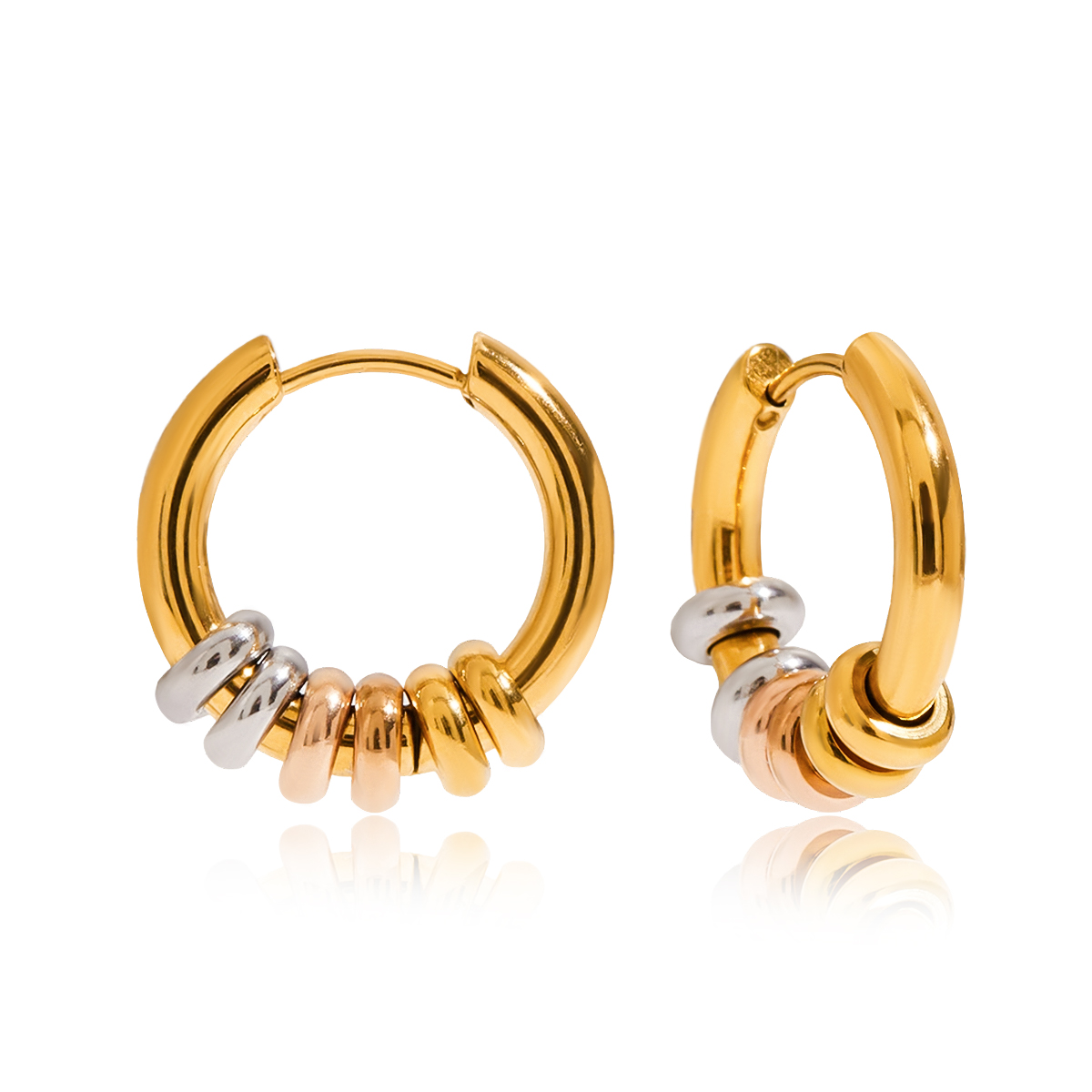 Gold Silver Circle Earrings Modern Minimal Jewelry