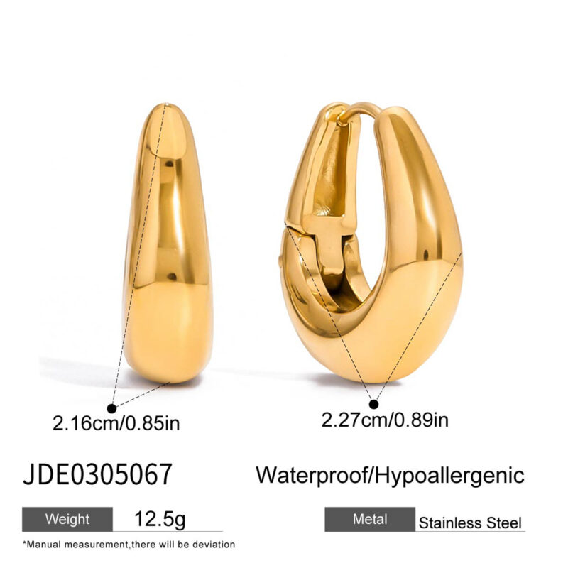 Gold Stainless Steel Large Small Round Earrings - Image 5