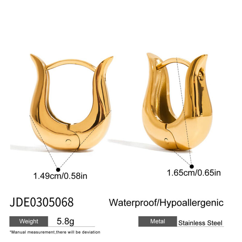 Gold Stainless Steel Simple Round Earrings - Image 5