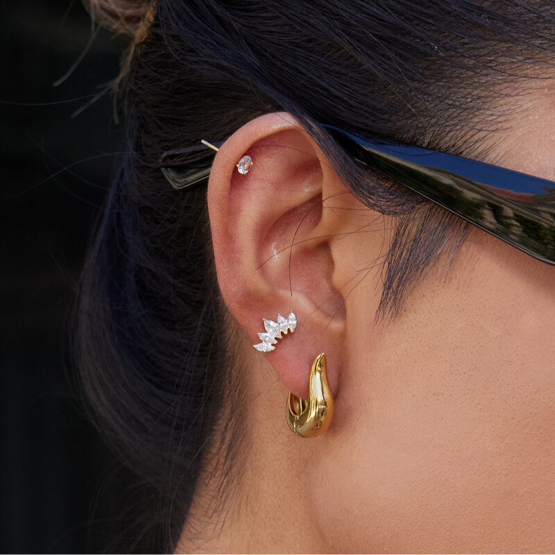 Gold Stainless Steel Simple Round Earrings - Image 2