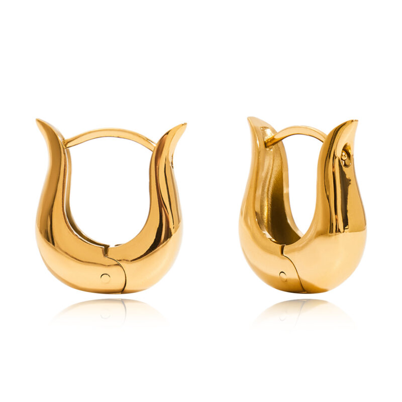 Gold Stainless Steel Simple Round Earrings