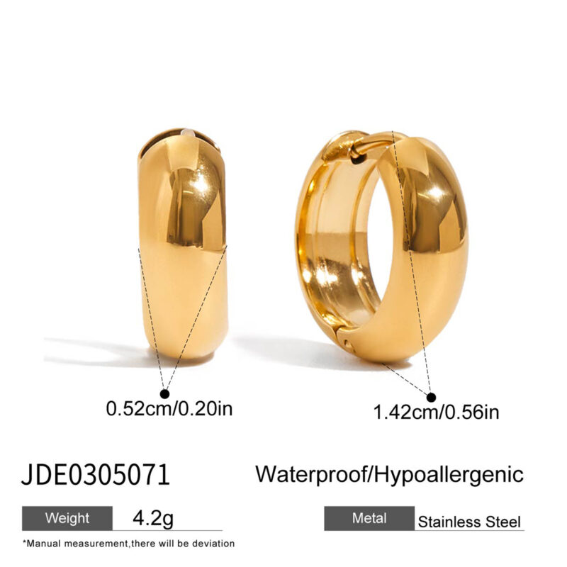 Gold Stainless Steel Large Small Line Hoop Earrings - Image 4