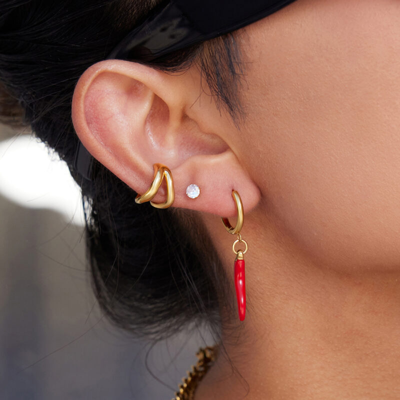 Freshwater Pearl Moon Star Dangle Earrings - Image 3