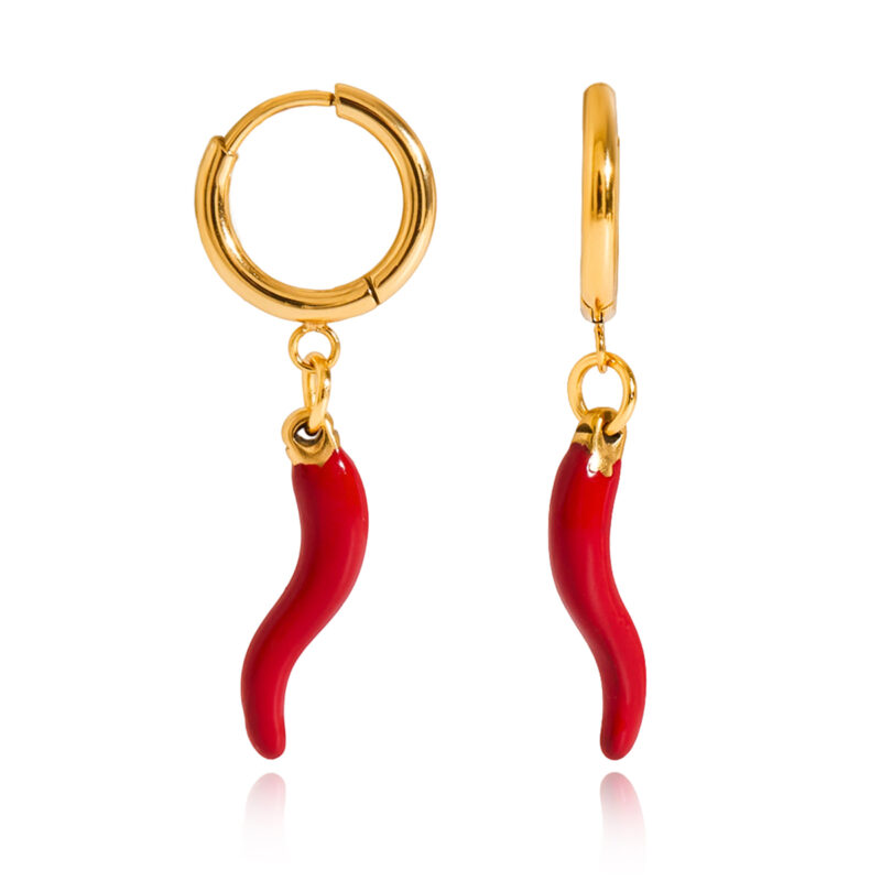 Red Enamel Chili Pepper Dangle Earrings
