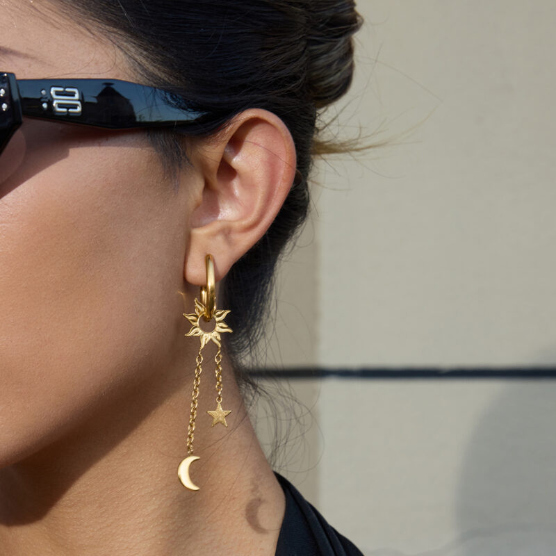 Celestial Moon Star Sun Tassel Drop Earrings - Image 3