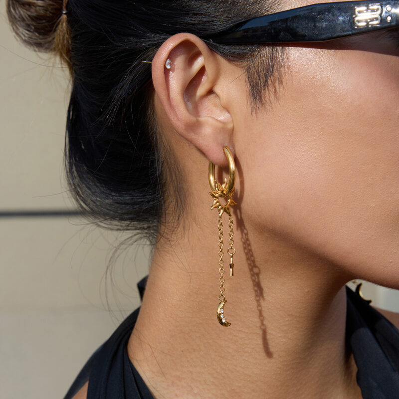 Celestial Moon Star Sun Tassel Drop Earrings - Image 2