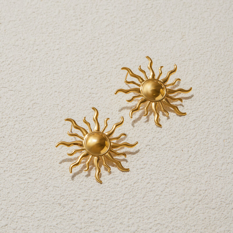 Minimalist Sun Drop Earrings Stainless Steel - Image 4