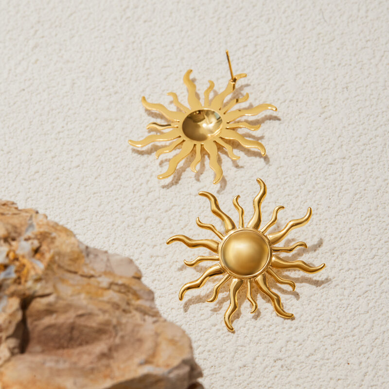 Minimalist Sun Drop Earrings Stainless Steel - Image 5