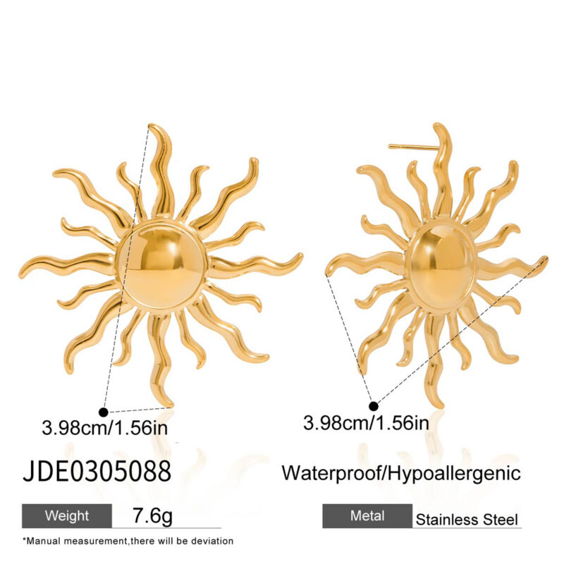 Minimalist Sun Drop Earrings Stainless Steel - Image 6