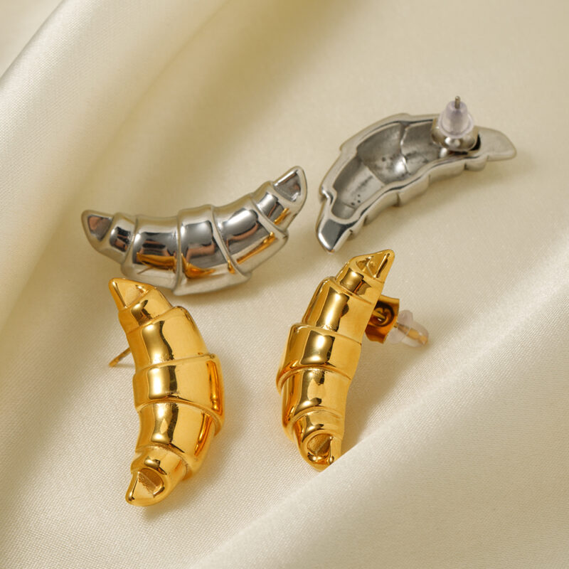 Oversized Croissant Hoop Earrings 18K Gold - Image 5