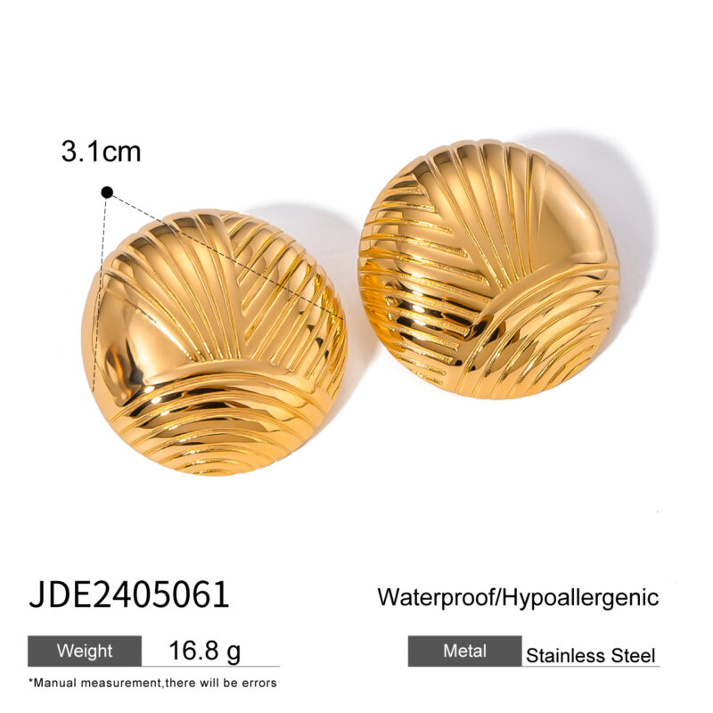 Vintage Irregular Ribbed Earrings 18K Gold - Image 5