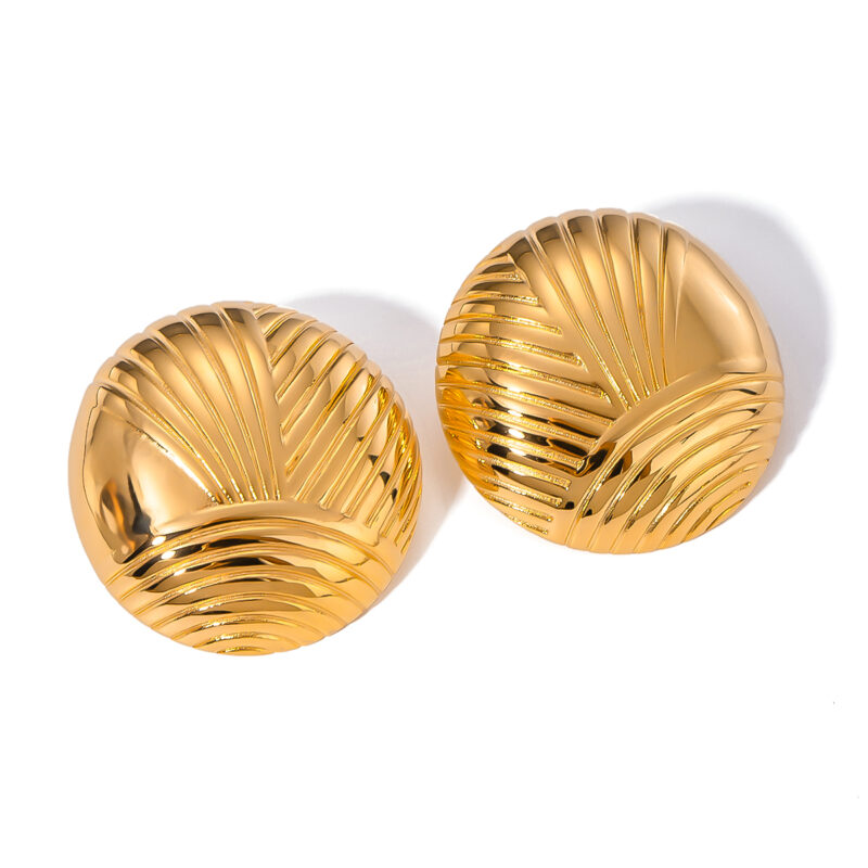 Vintage Irregular Ribbed Earrings 18K Gold