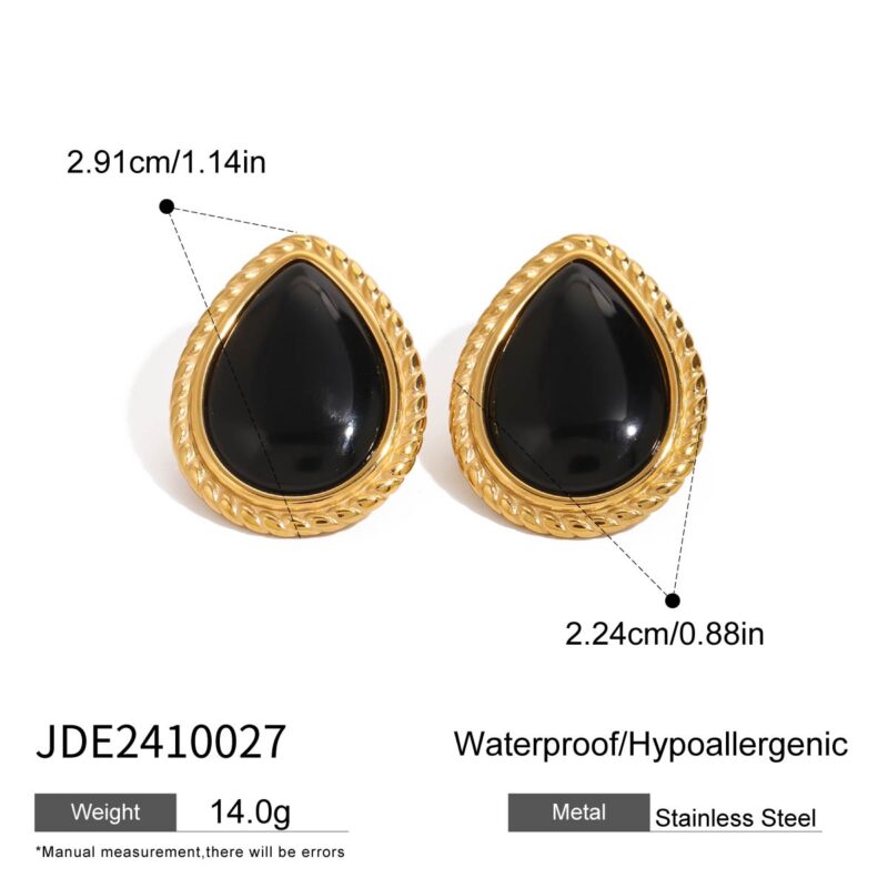 Twisted Teardrop Black Onyx Earrings 18K Gold - Image 5