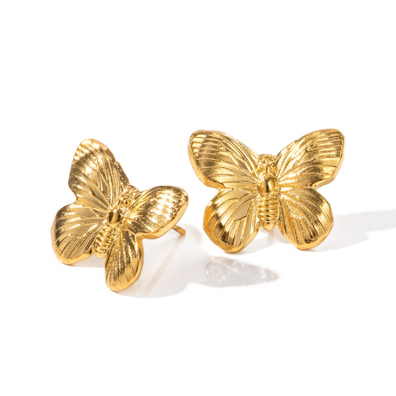 18K Gold Butterfly Stud Earrings