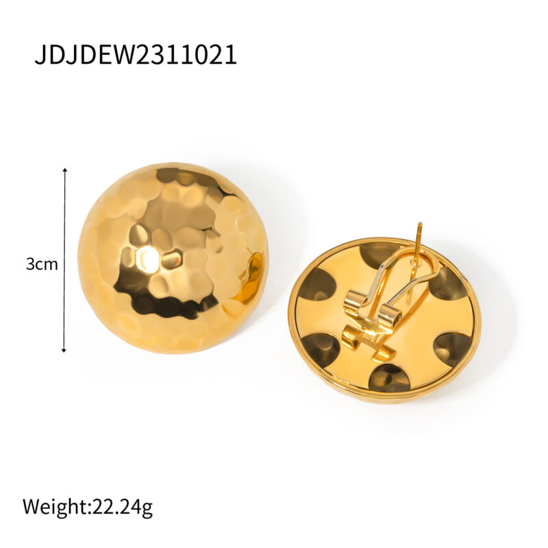 Hammered Dome Clip-On Earrings 18K Gold - Image 6