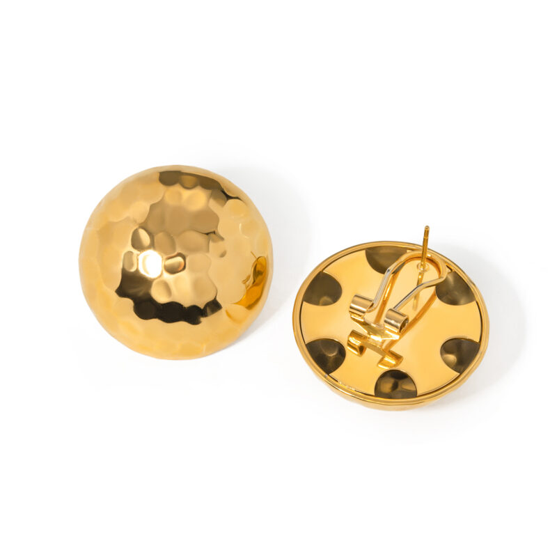 Hammered Dome Clip-On Earrings 18K Gold